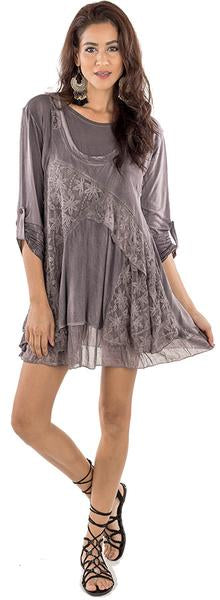 DRESS SET RAYON MAUVISH GREY 220405