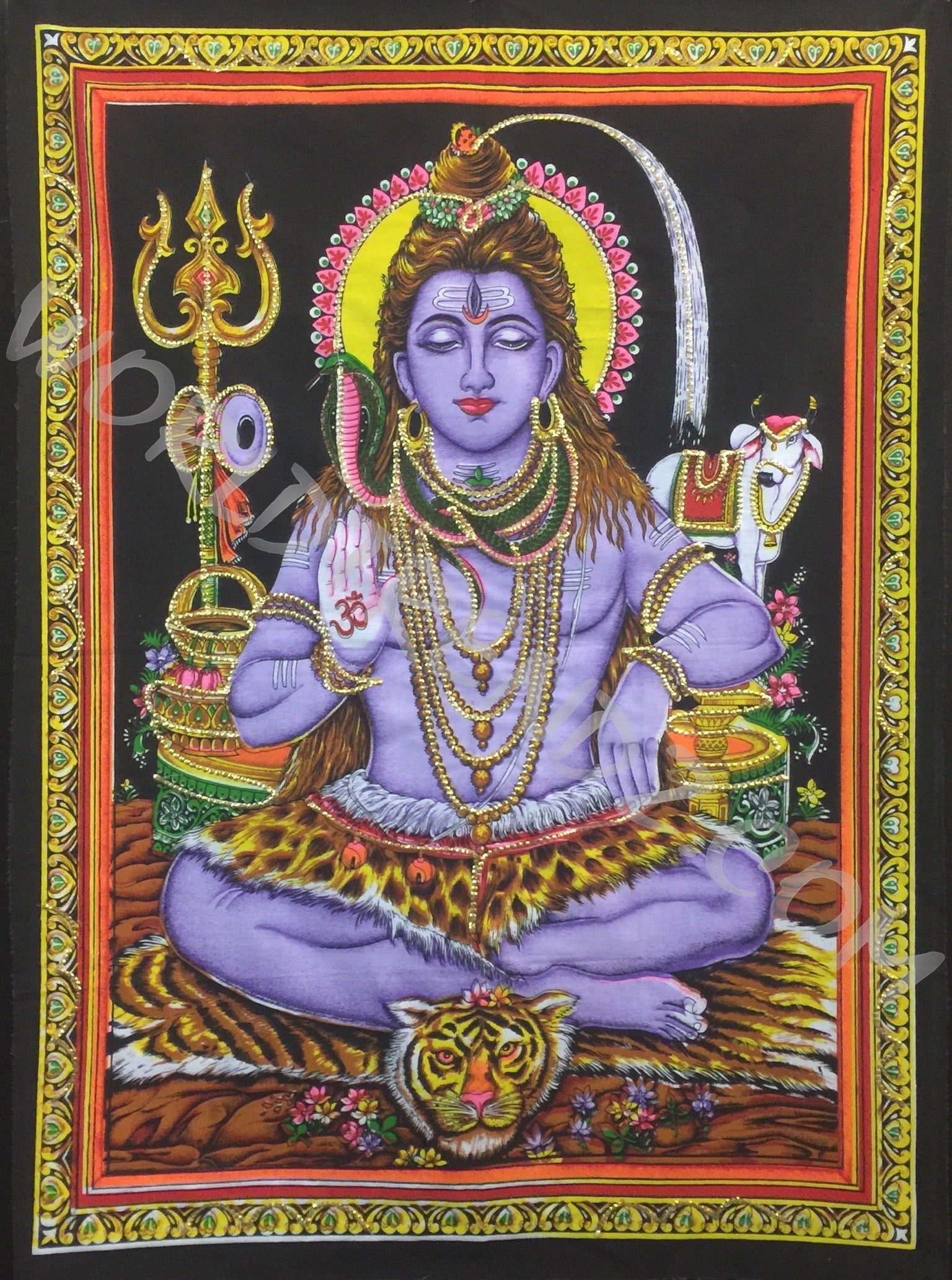 DEITY TAPESTRY SEQUINED SHIVA BLESSING