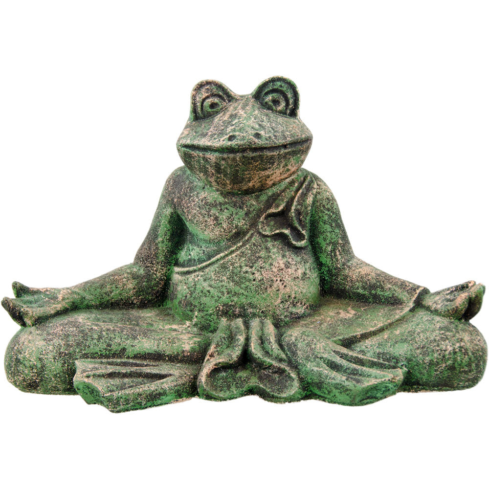 MEDITATING FROG STATUE FRONT VIEW