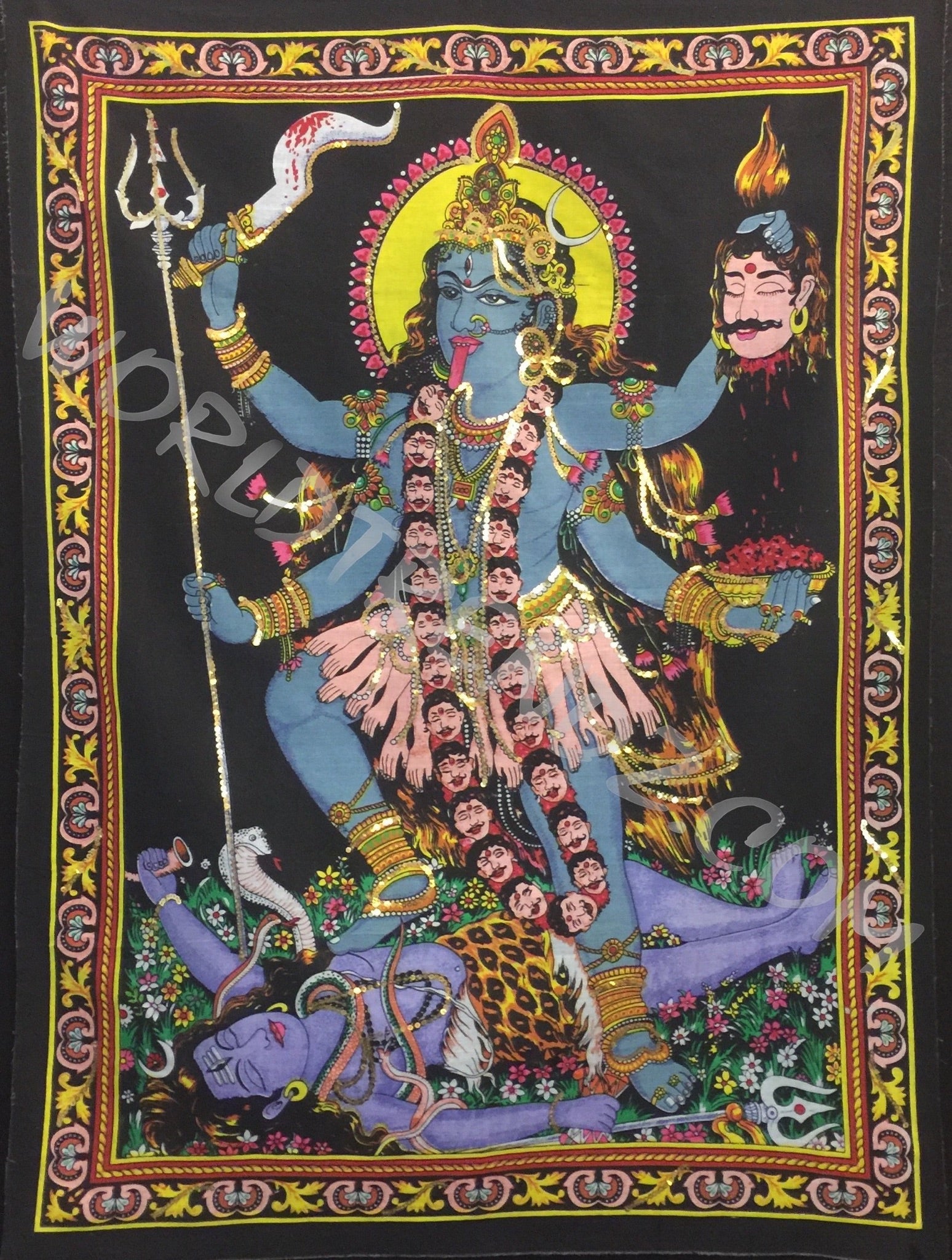 DEITY TAPESTRY SEQUINED GODDESS KALI