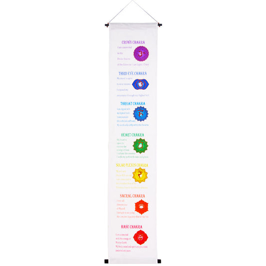 CHAKRA WHITE INSPIRATIONAL BANNER WALL HANGING