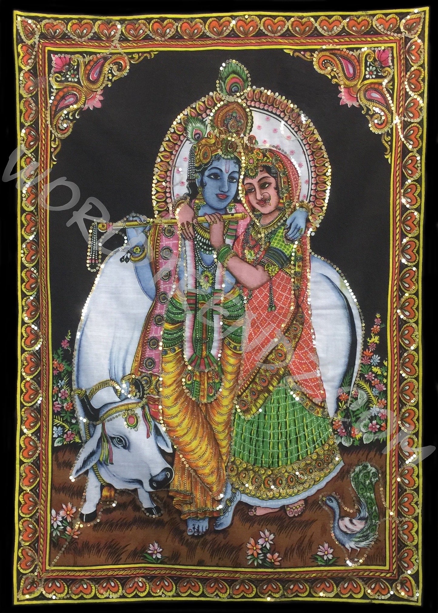 DEITY TAPESTRY SEQUINED RADHA KRISHNA