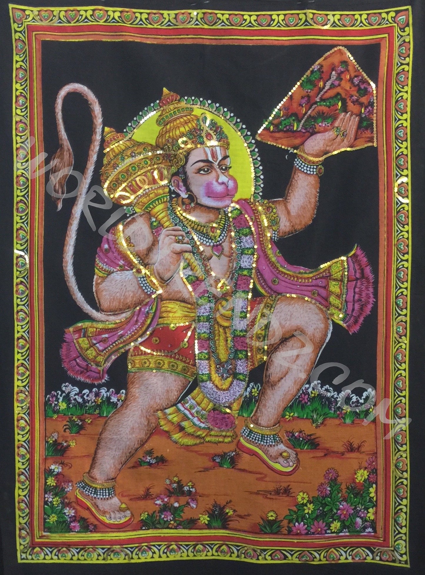 DEITY TAPESTRY SEQUINED HANUMAN