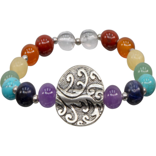 CHAKRA TREE MEDALLION STONE HEALING BRACELET