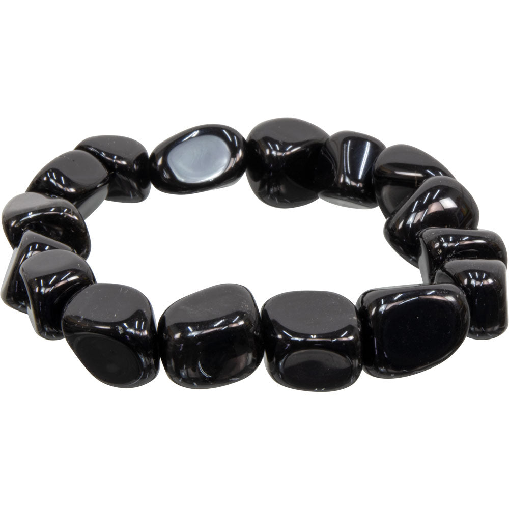 BLACK OBSIDIAN HEALING TUMBLED STONE BRACELET