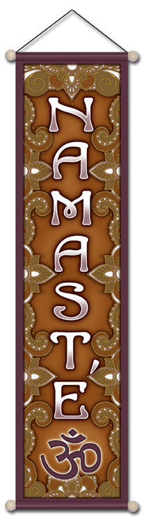 NAMASTE BROWN AFFIRMATION BANNER WALL HANGING
