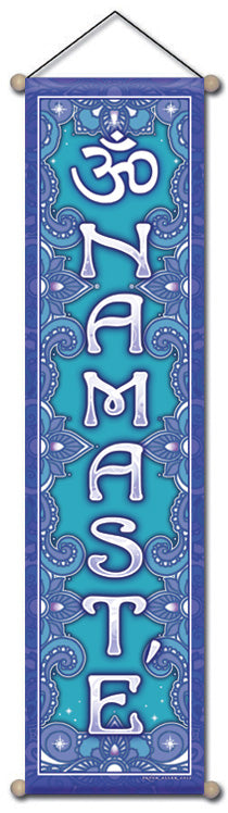 NAMASTE BLUE  AFFIRMATION BANNER WALL HANGING