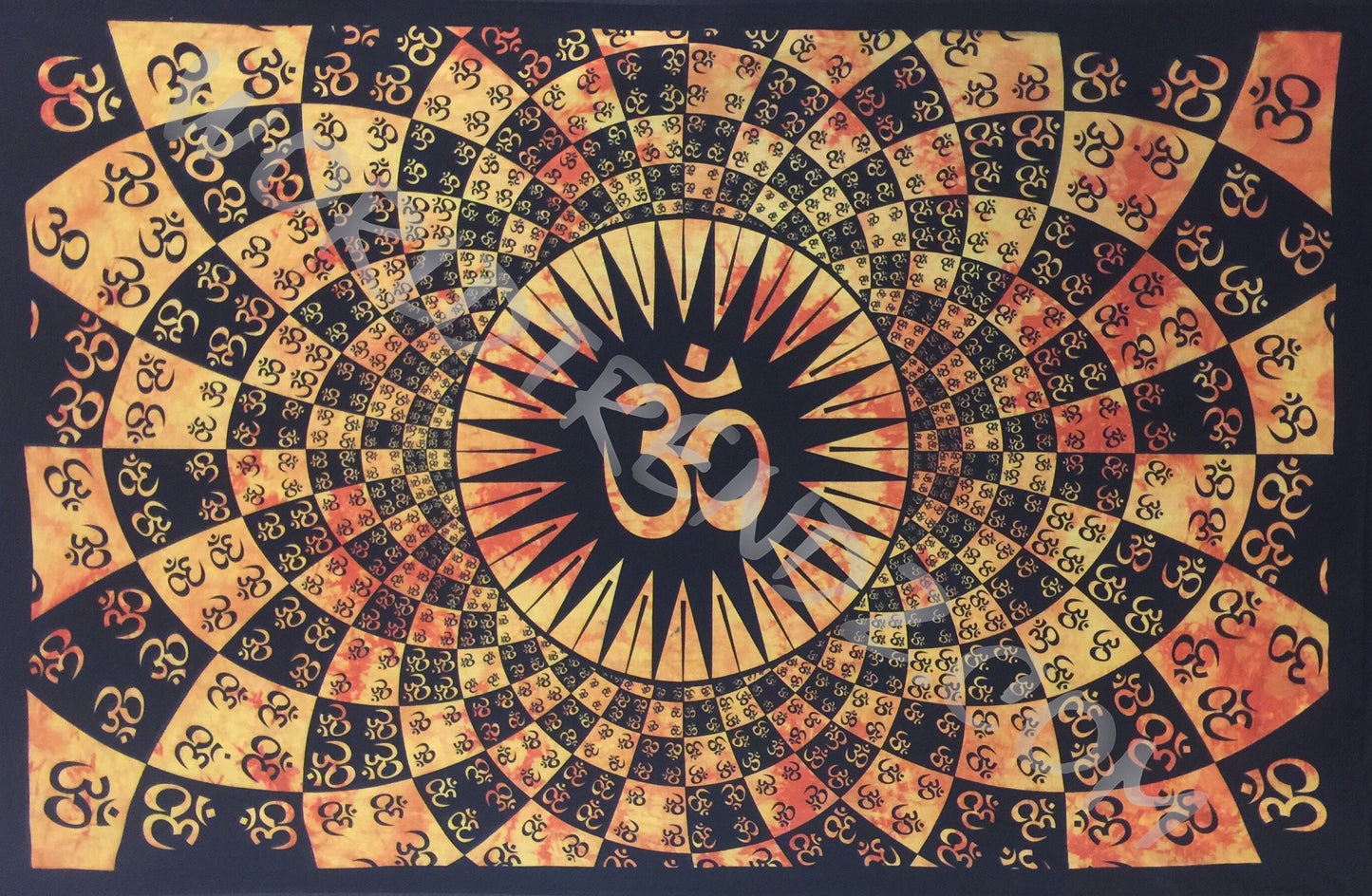 OM PSYCHEDLIC TAPESTRY YELLOW ORANGE