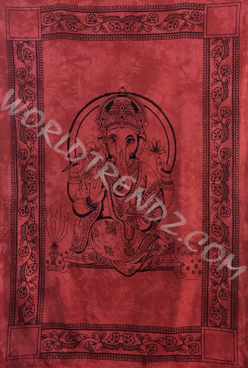 GANESHA TRADITIONAL TAPESTRY RED BACKGROUND