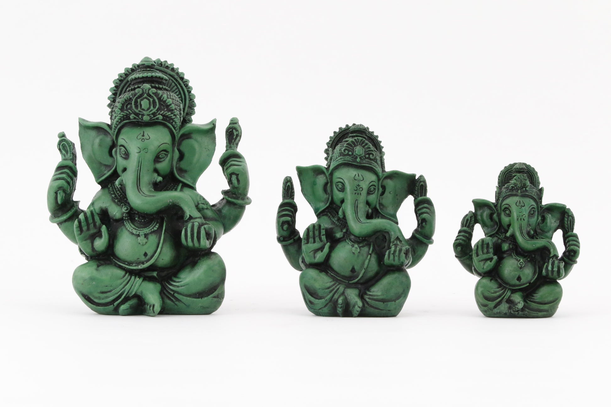 GANESHA AURA COLORED STATUE ALL SIZE COMPARISON FRONT VIEW