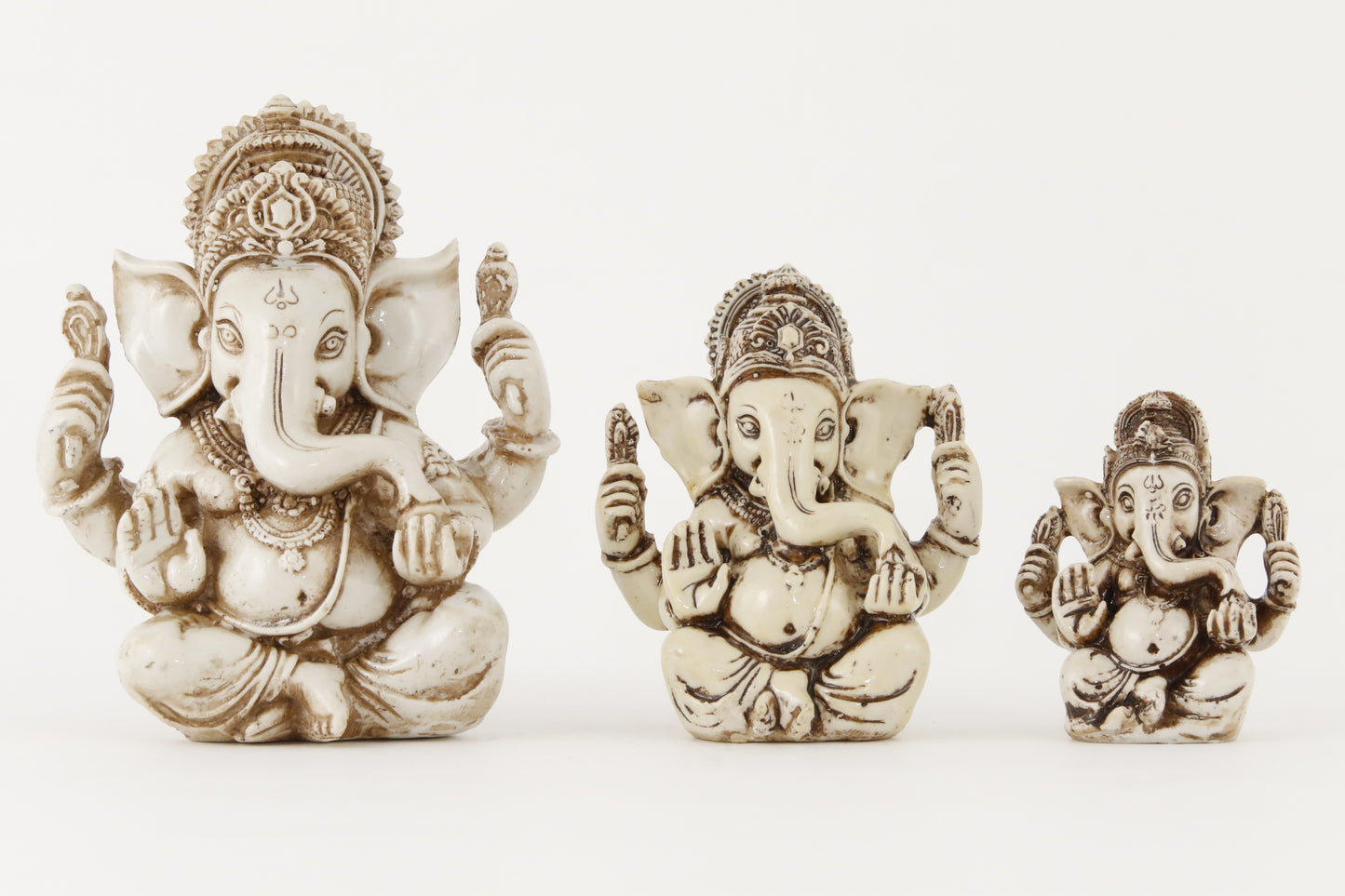 GANESHA AURA STATUE OFFWHITE  SIZE COMAPRISION  FRONT  VIEW