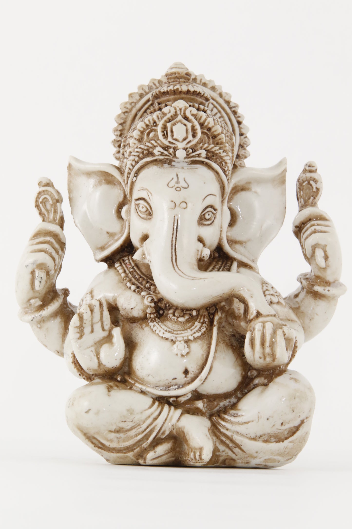 GANESHA AURA STATUE OFFWHITE LARGE SIZE FRONT VIEW