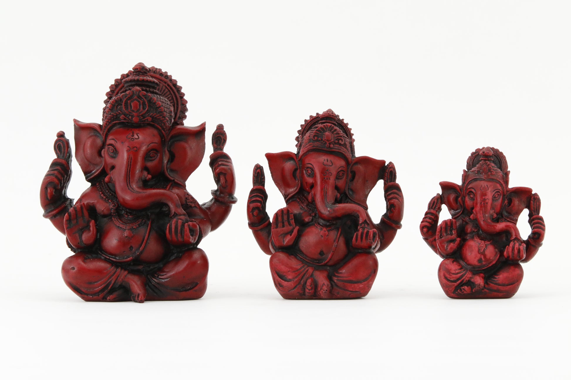GANESHA AURA COLORED STATUE ALL SIZE COMPARISON FRONT VIEW