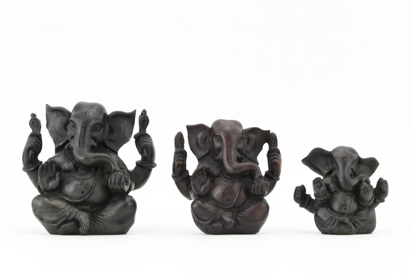 GANESHA BALD STATUE DARK SIZE COMPARISION  FRONT VIEW
