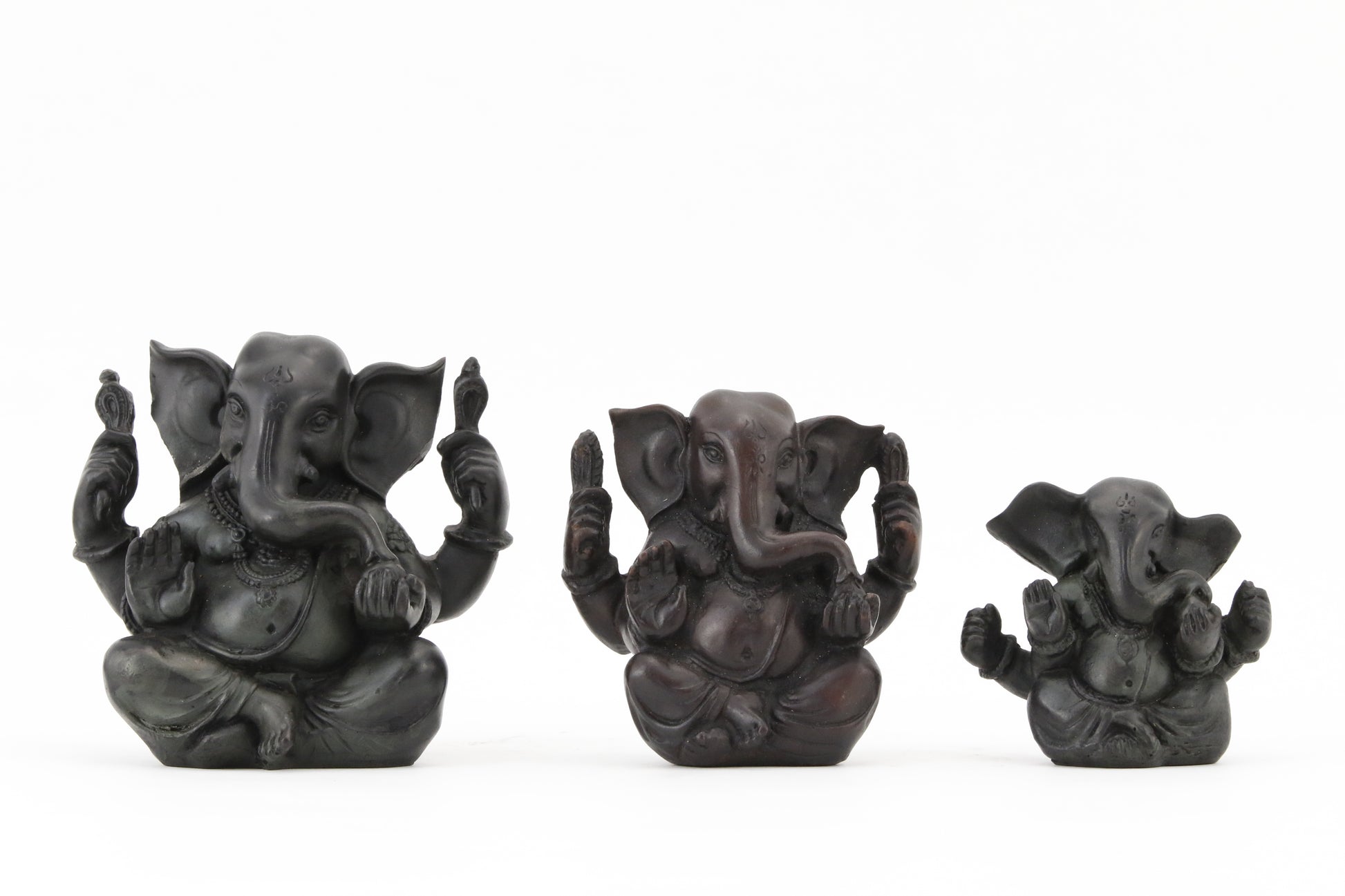 GANESHA BALD STATUE DARK SIZE COMPARISION  FRONT VIEW