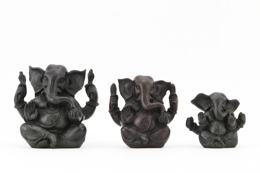 GANESHA BALD STATUE DARK SIZE COMPARISION  FRONT VIEW