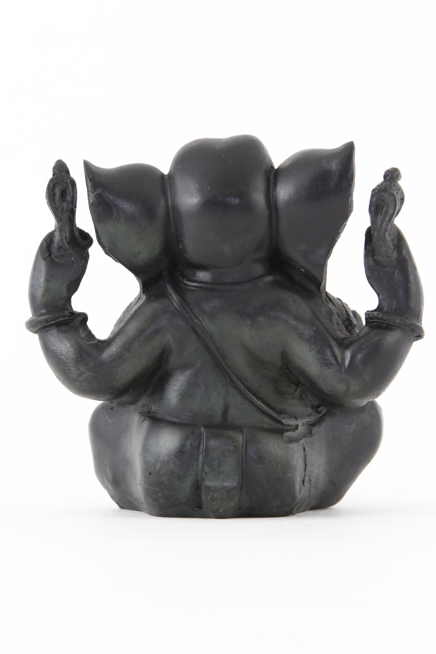 GANESHA BALD STATUE DARK LARGE BACK VIEW