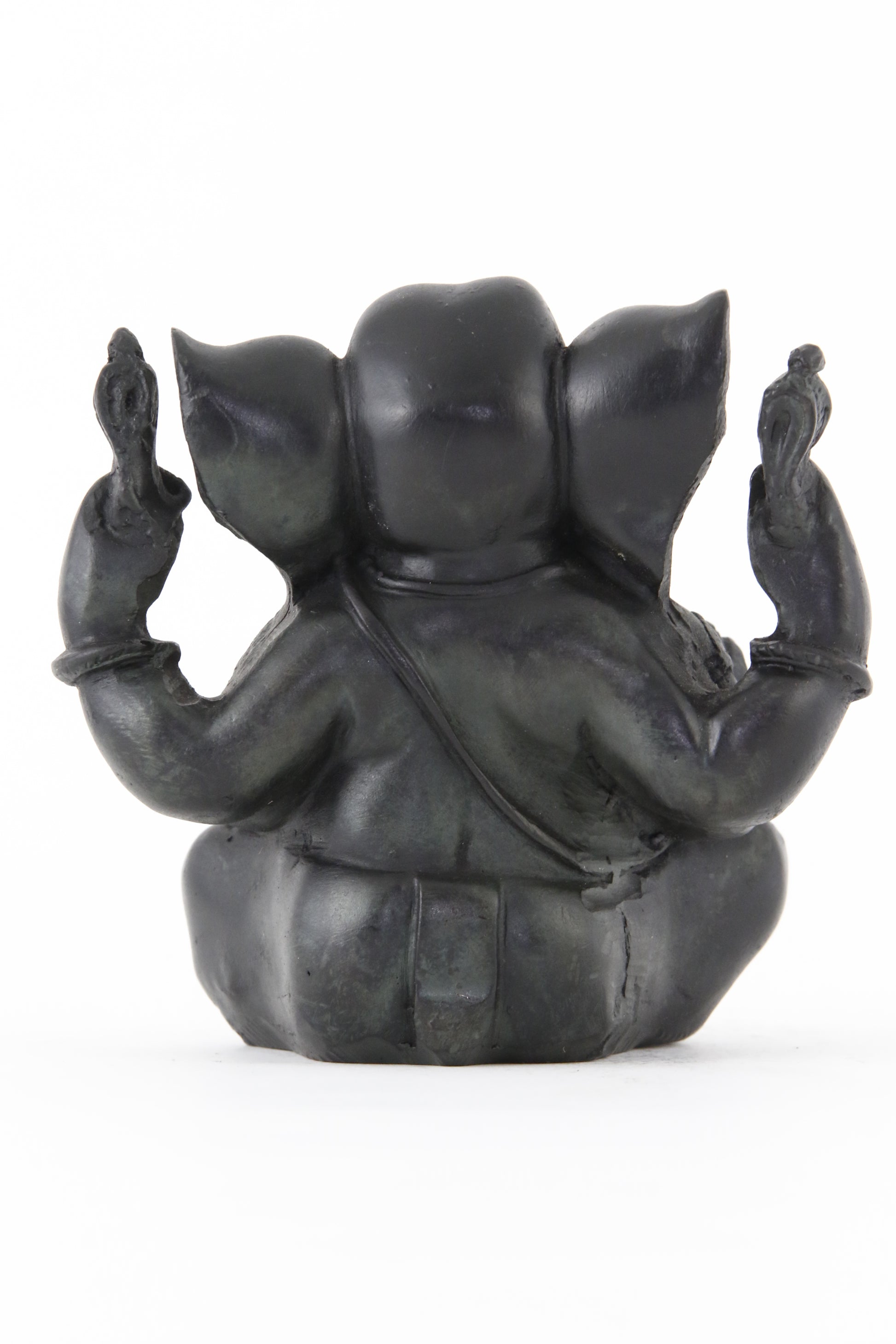 GANESHA BALD STATUE DARK LARGE BACK VIEW