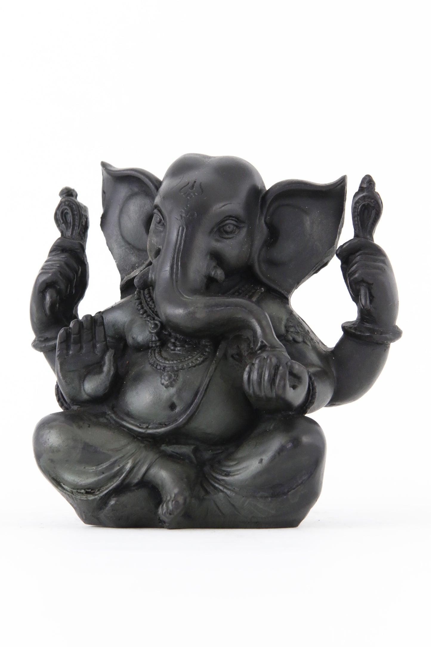 GANESHA BALD STATUE DARK LARGE SIDE VIEW
