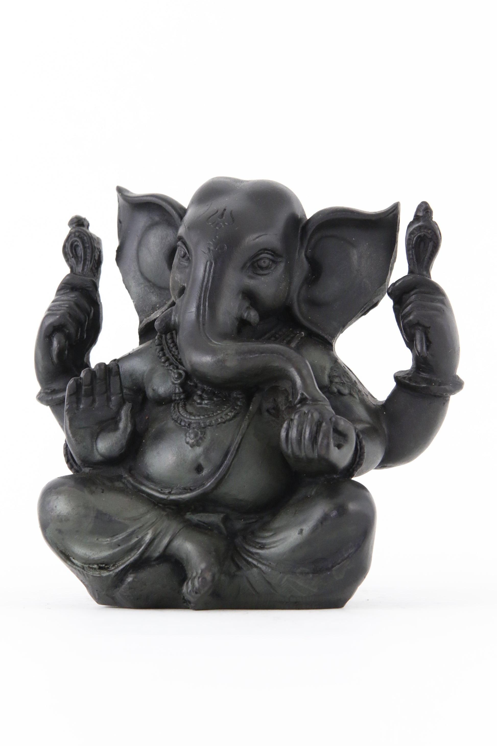 GANESHA BALD STATUE DARK LARGE SIDE VIEW