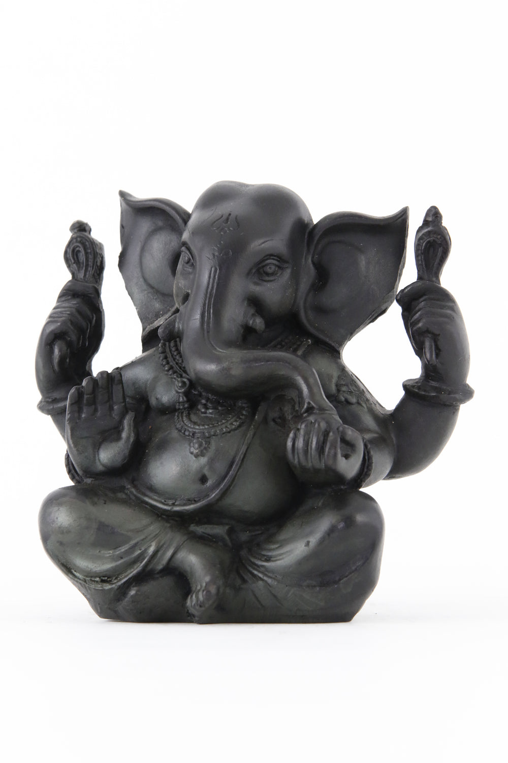 GANESHA BALD STATUE DARK LARGE SIDE VIEW