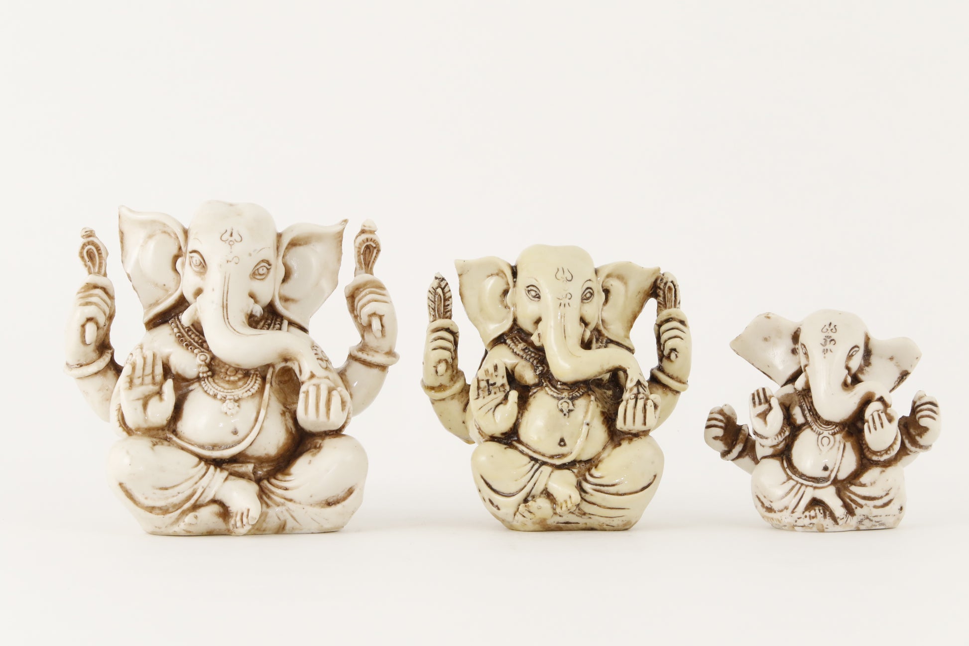 GANESHA BALD STATUE LIGHT SIZE COMPARISON FRONT VIEW