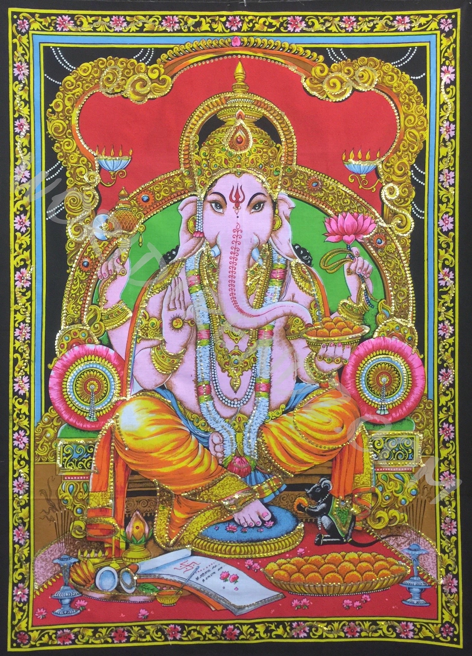 DEITY TAPESTRY SEQUINED GANESHA BLESSING