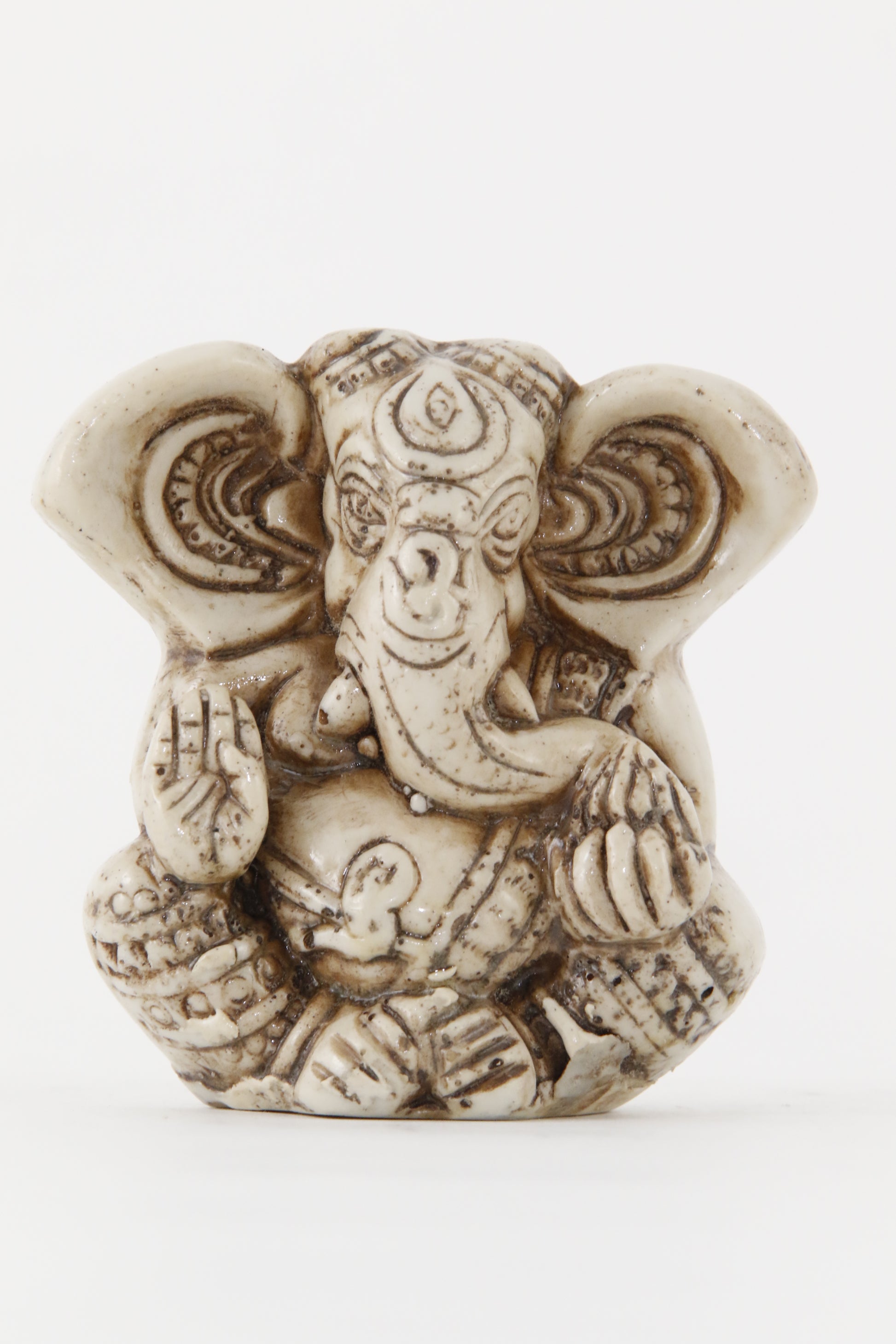 GANESHA BIG EAR STATUE OFFWHITE SMALL SIZE FRONT VIEW