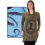 BLACK YOGA POSE LADIES HOODIE-DRESS  BLUE