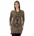 BLACK YOGA POSE LADIES HOODIE-DRESS OLIVE GREEN