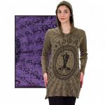 BLACK YOGA POSE LADIES HOODIE-DRESS  PURPLE