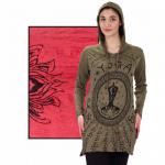 BLACK YOGA POSE LADIES HOODIE-DRESS  RED