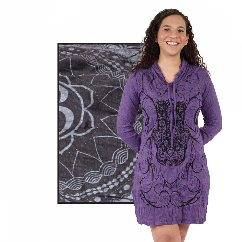  HAMSA HOODIE DRESS GREY