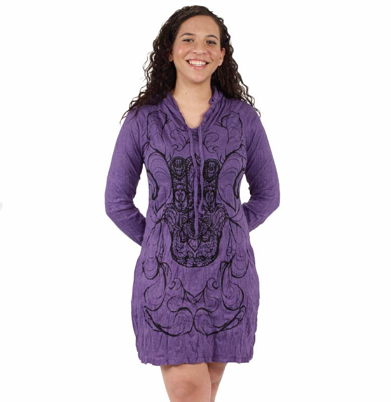 HAMSA HOODIE DRESS PURPLE