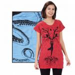 BLACK TREE YOGA POSE LADIES YOGA T-SHIRT BLUE