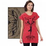 BLACK TREE YOGA POSE LADIES YOGA T-SHIRT OLIVE GREEN