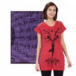 BLACK TREE YOGA POSE LADIES YOGA T-SHIRT PURPLE