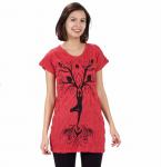 BLACK TREE YOGA POSE LADIES YOGA T-SHIRT RED