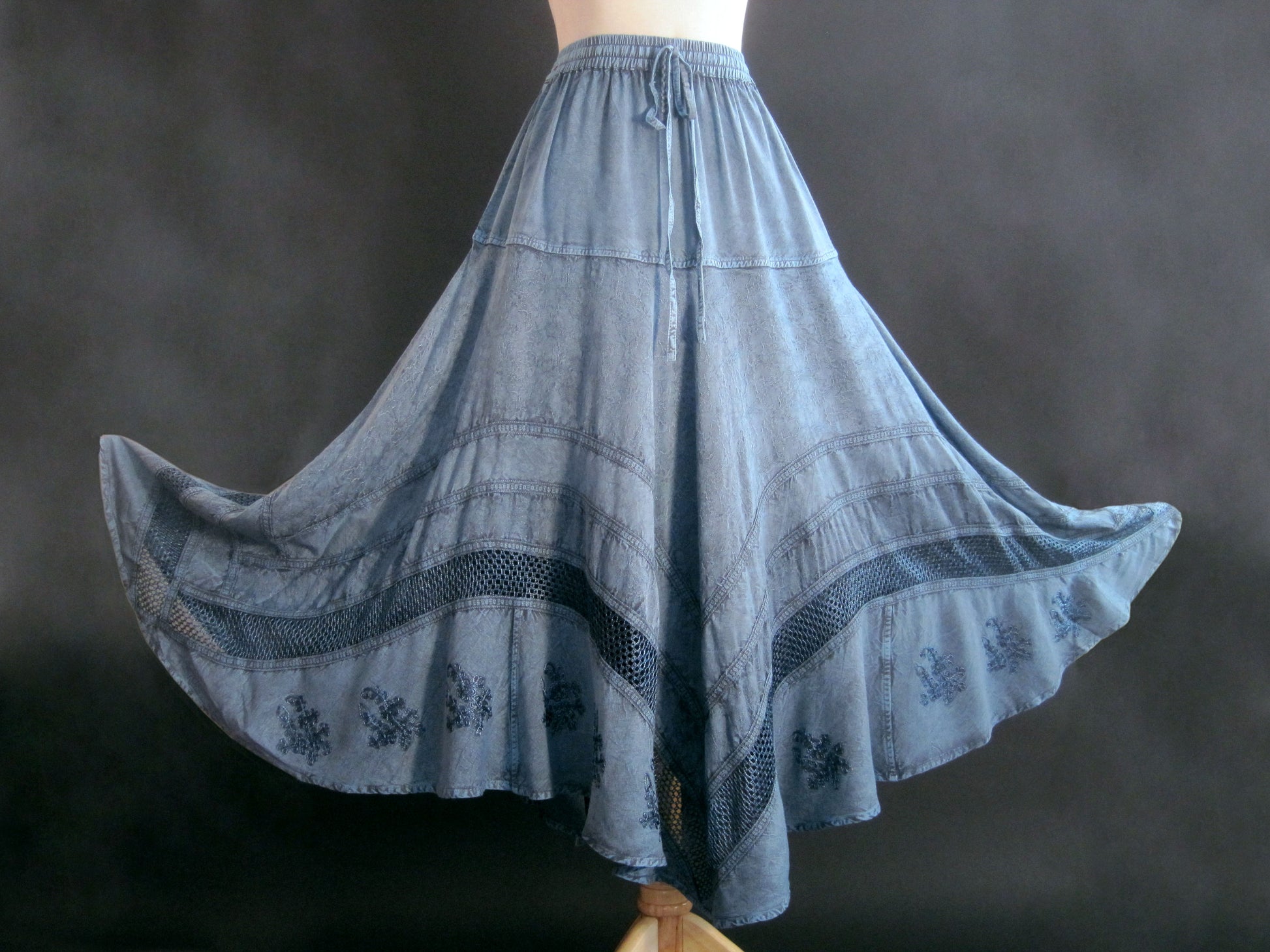 SOLID RAYON FLAIR SKIRT BLUE