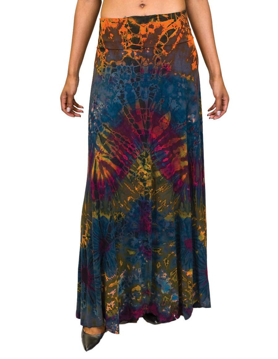 FULL TIE DYE MAXI SKIRT BLUE