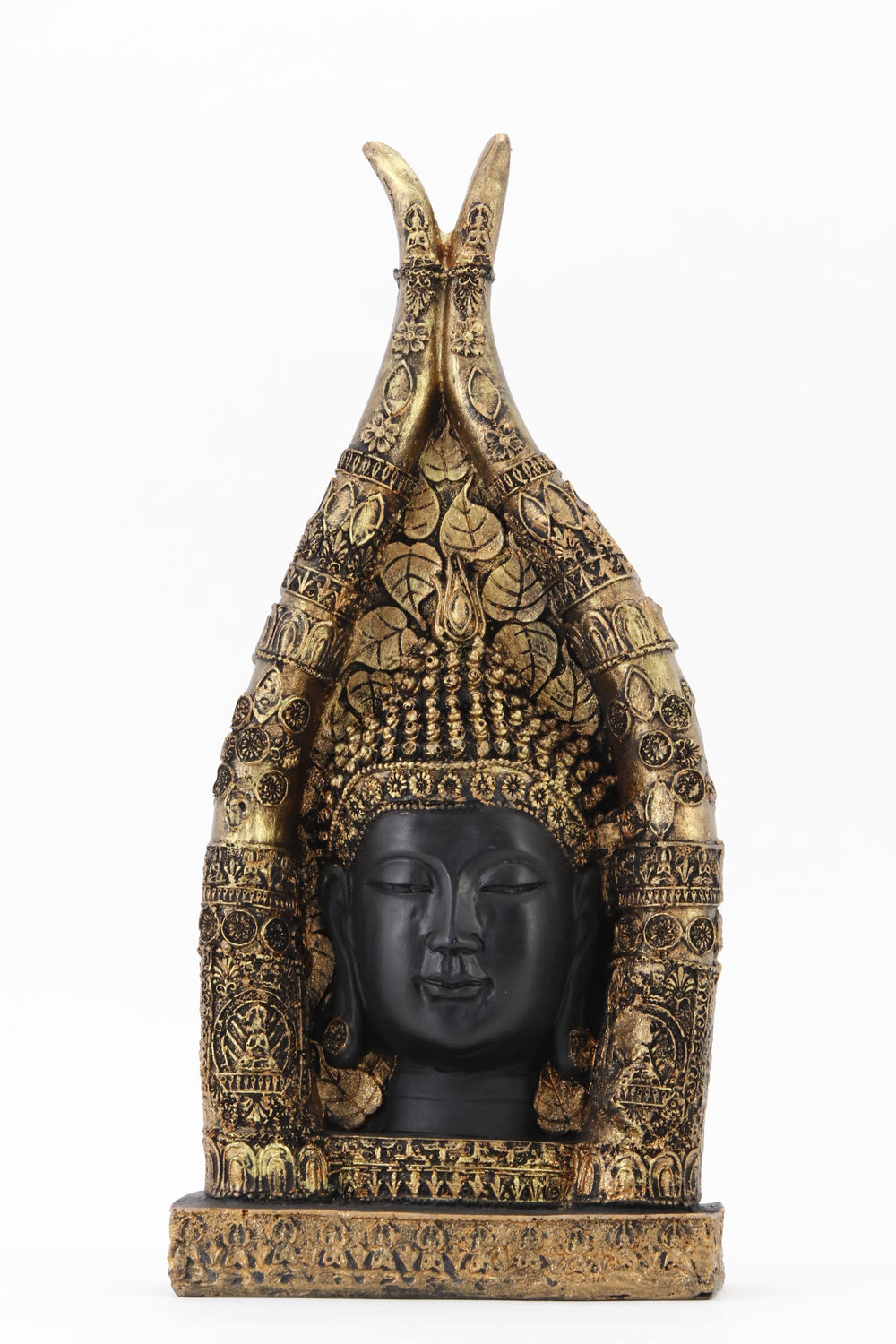 BUDDHA BUST BRONZE ACCENT STATUE FRONT VIEW
