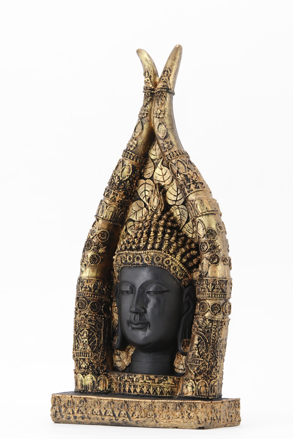 BUDDHA BUST BRONZE ACCENT STATUE SIDE VIEW