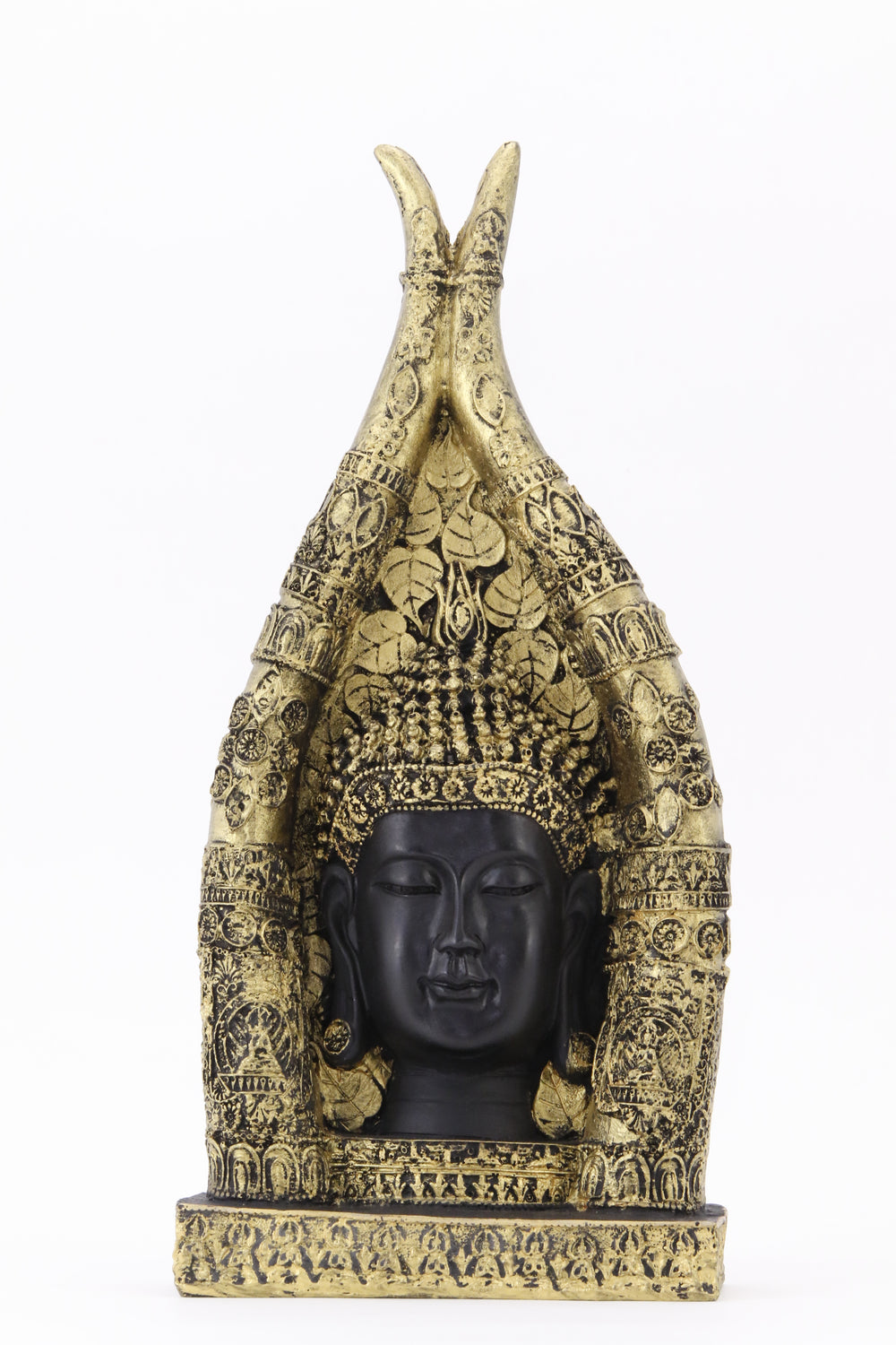 BUDDHA BUST GOLD ACCENT STATUE FRONT VIEW