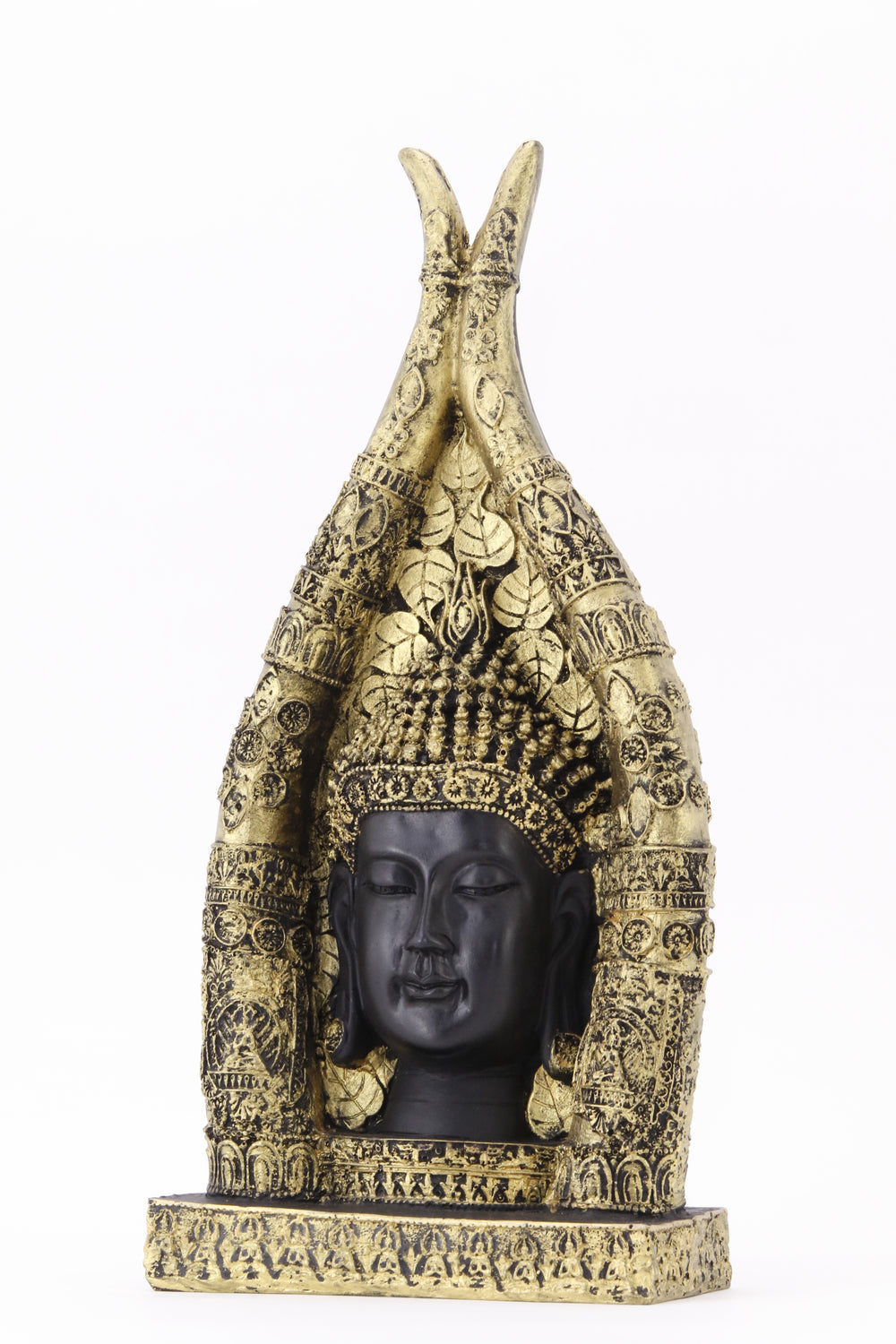 BUDDHA BUST GOLD ACCENT STATUE SIDE VIEW