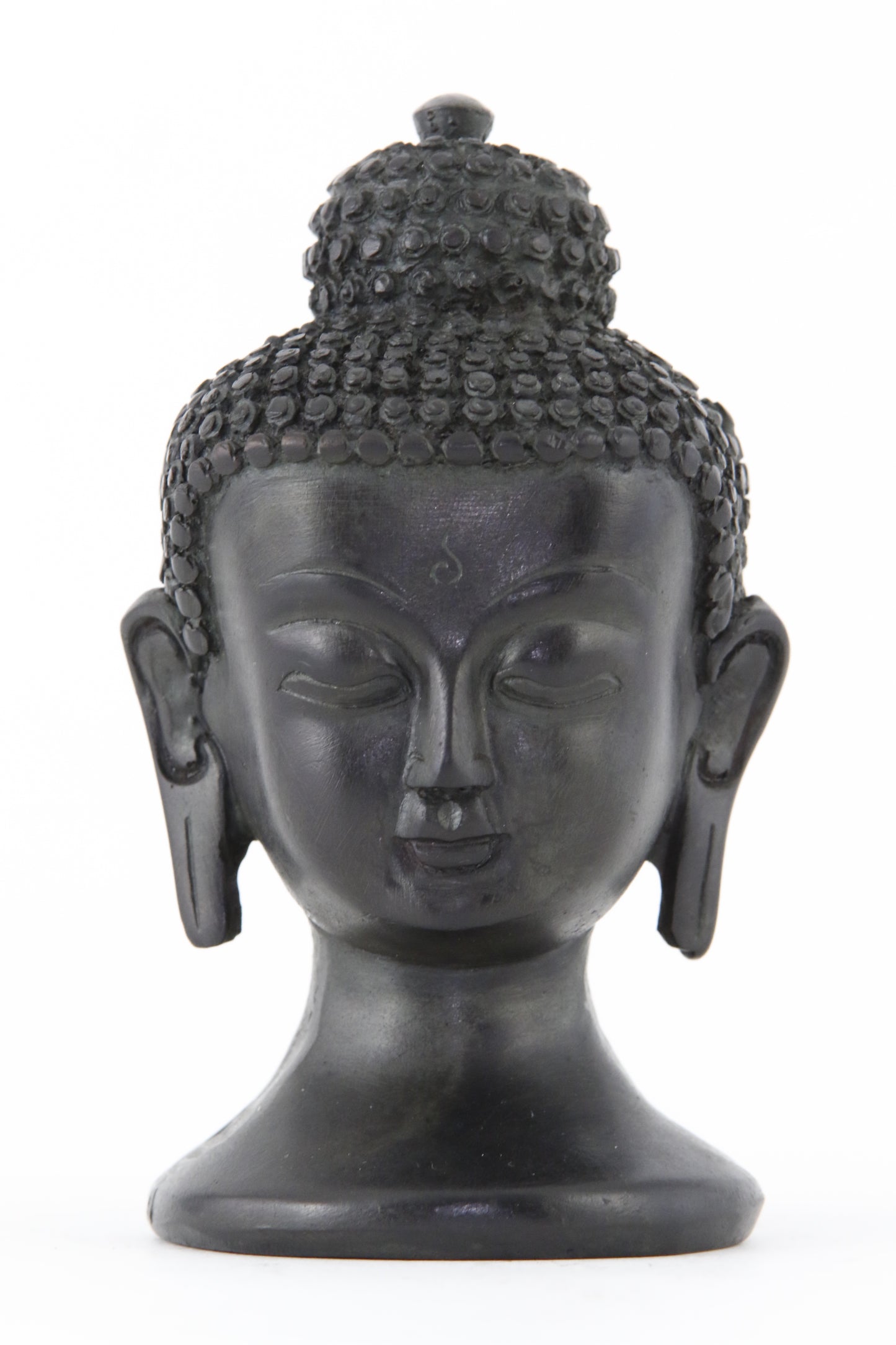 BUDDHA HEAD STATUE DARK SMALL FRONT VIEW