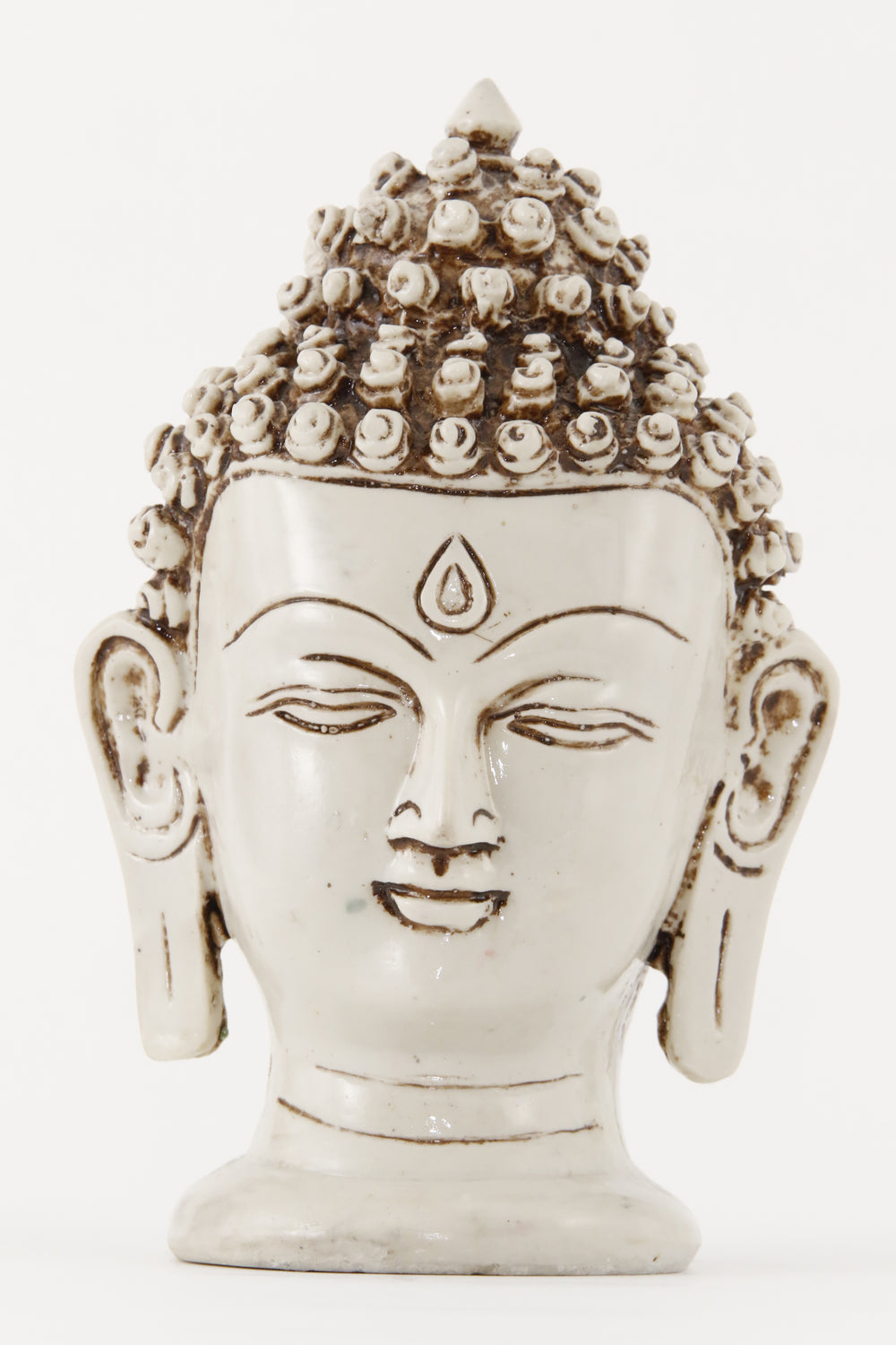 BUDDHA HEAD STATUE OFF-WHITE LARGE FRONT VIEW