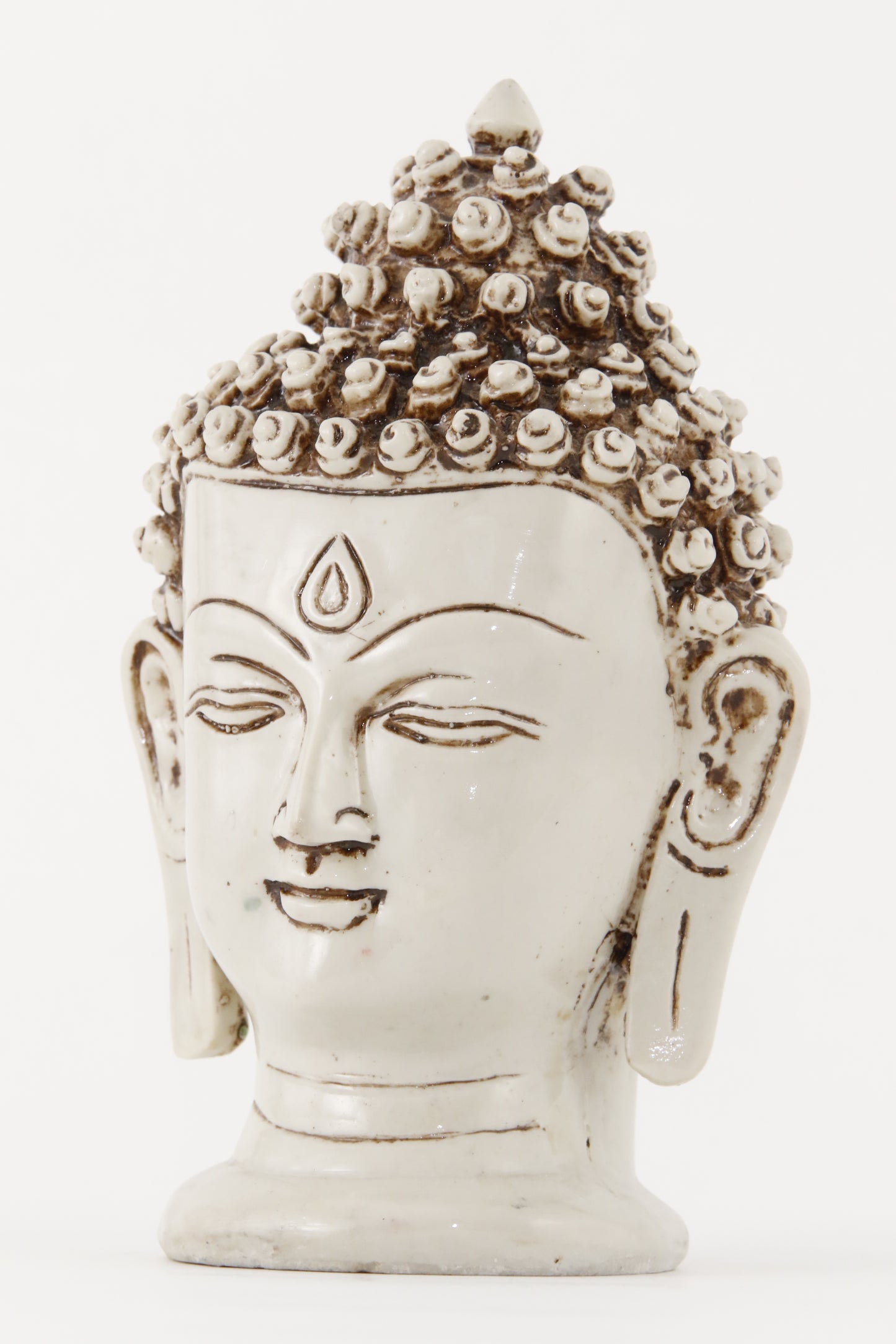 BUDDHA HEAD STATUE OFF-WHITE LARGE SIDE VIEW