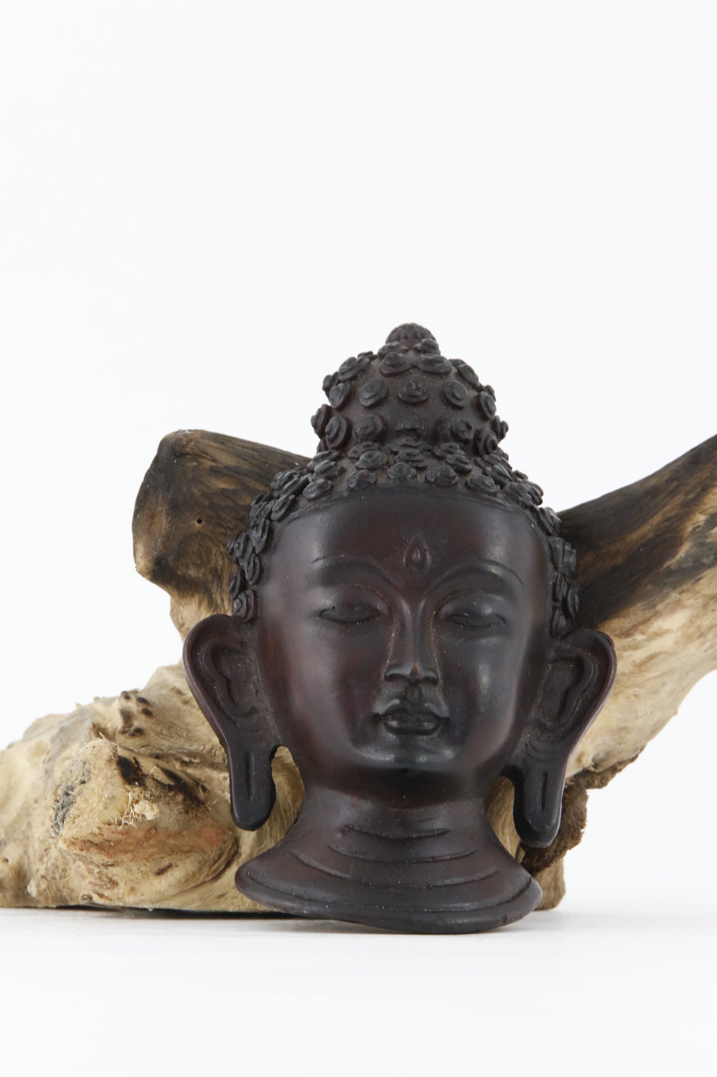 BUDDHA HEAD WALL HANGING STATUE DARK FRONT VIEW