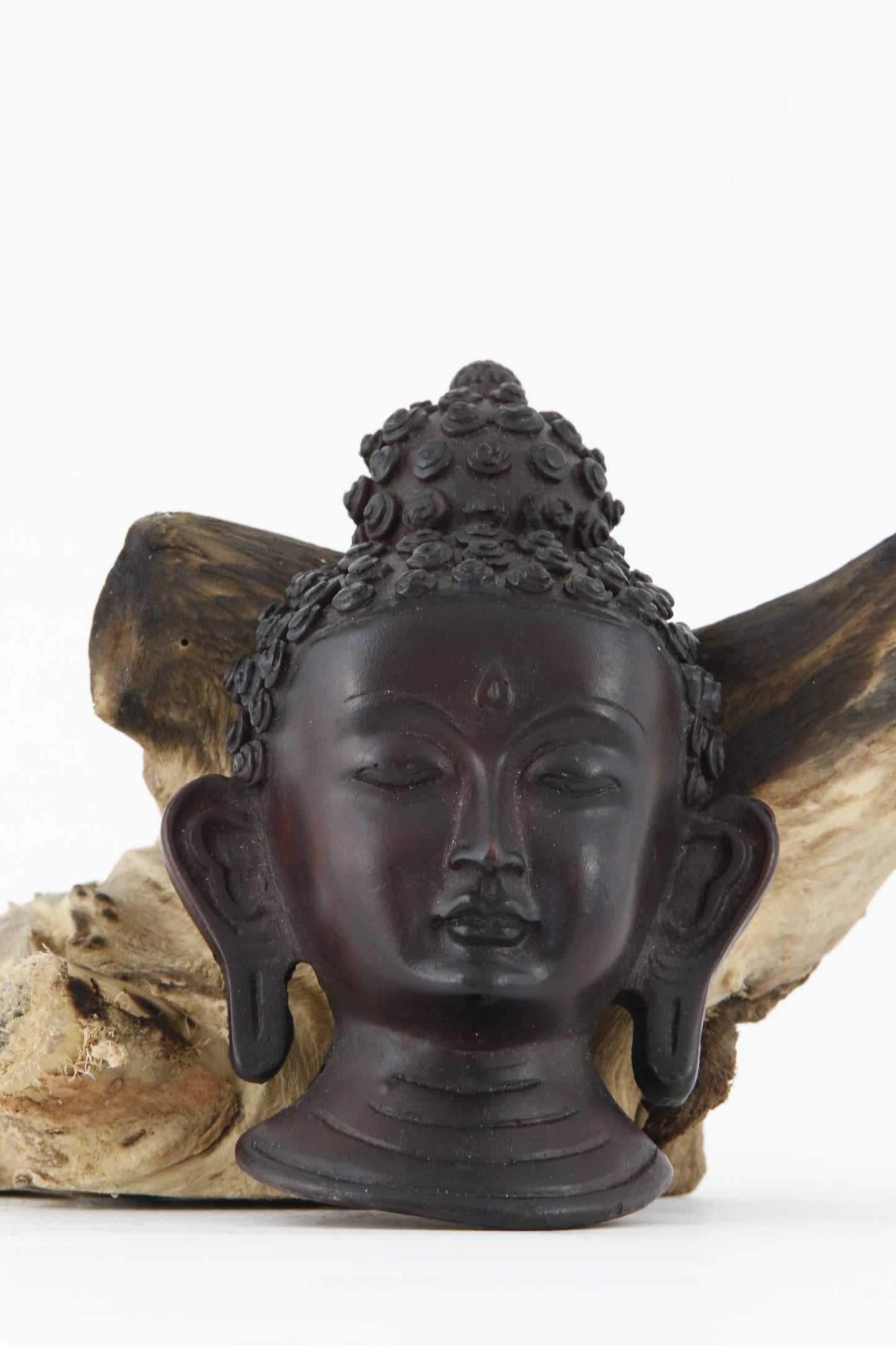 BUDDHA HEAD WALL HANGING STATUE DARK FRONT VIEW