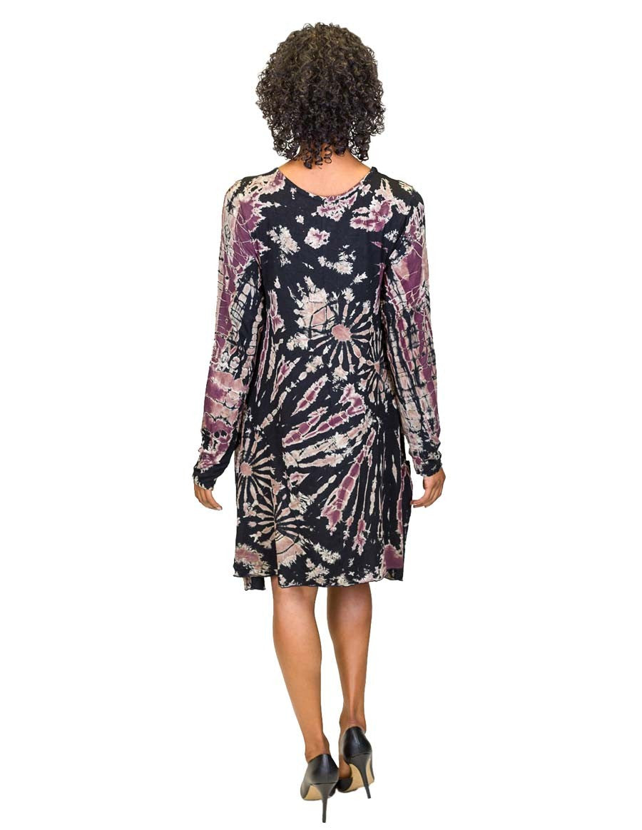 TIE DYE TUNIC  TOP LONG SLEEVES BLACK BACK